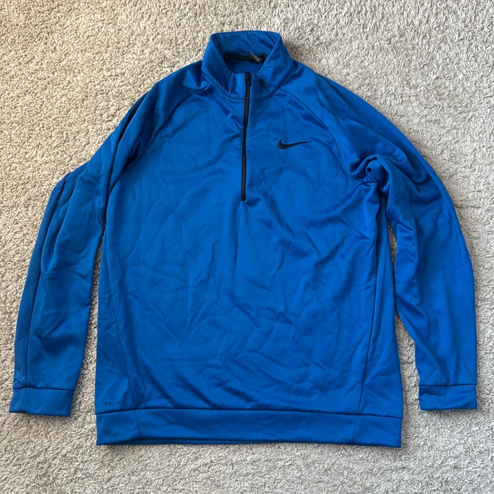 EUC Men’s Nike Royal Blue with Black Logo Dri-Fit Pullover Sweatshirt Size XLT